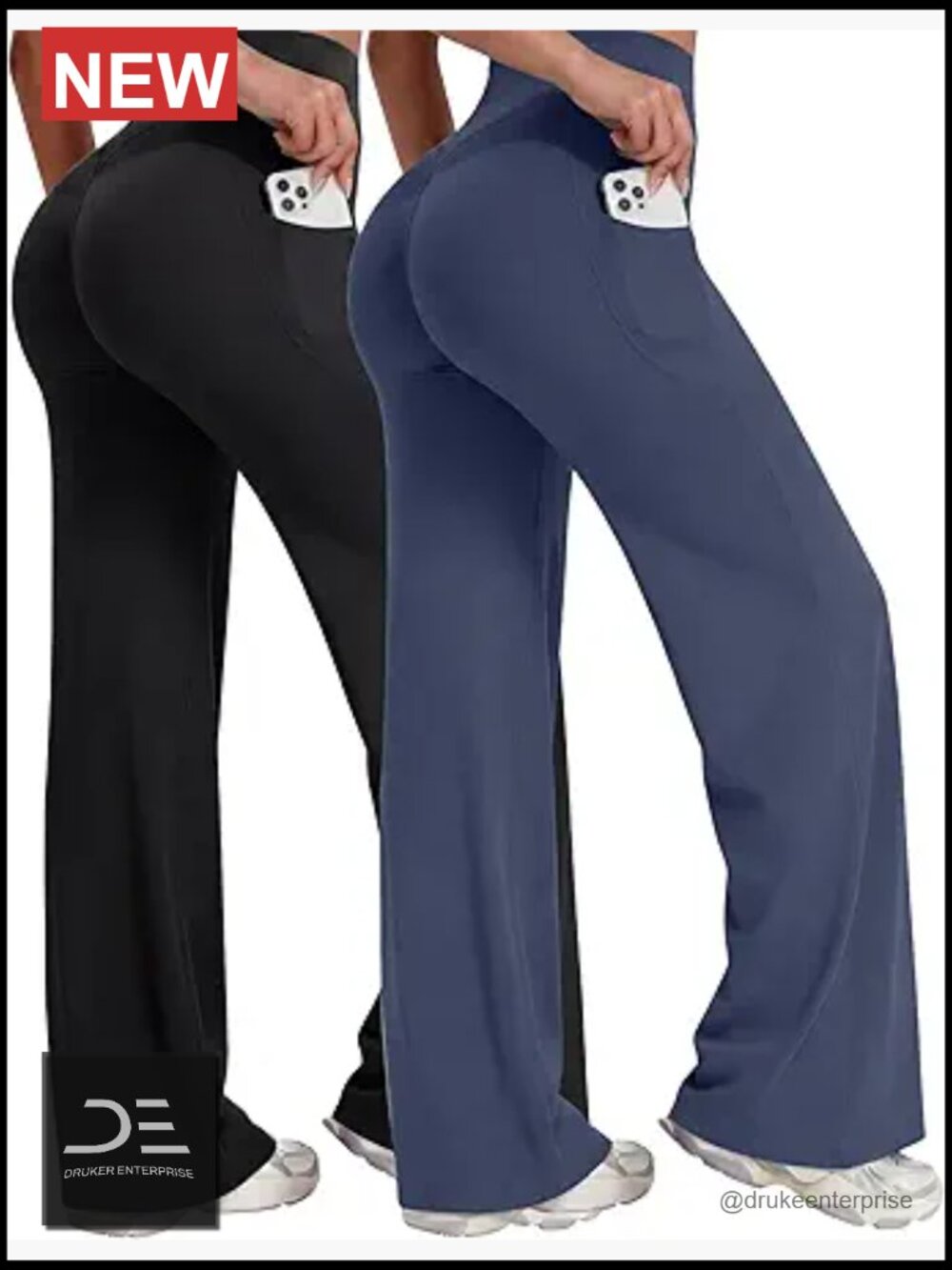 High Waisted Wide Leg Yoga Pants with Pockets 2 Pack